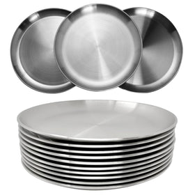 CAMBUY stainless steel 9-inch plate with smooth finish, durable for daily meals.