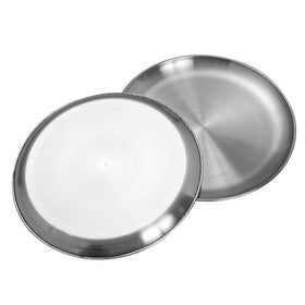 Top view of CAMBUY plates showing smooth, rust-resistant surface for meals