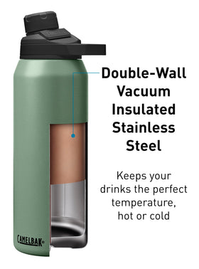 CamelBak Chute Mag 25oz vacuum insulation preserves hot or cold drinks for hours.