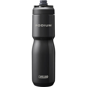 CamelBak Podium Steel bottle front view highlighting rugged stainless steel for cold hydration