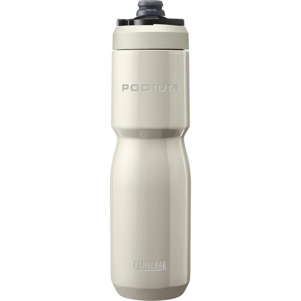 CamelBak Podium Steel bottle in stone finish with double-wall insulation for cold hydration.