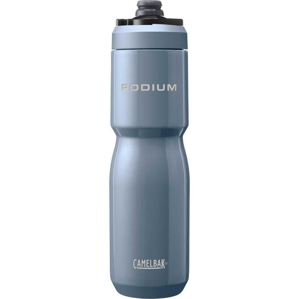 CamelBak Podium Steel insulated bottle in Pacific keeps drinks cold for hours on hot rides.