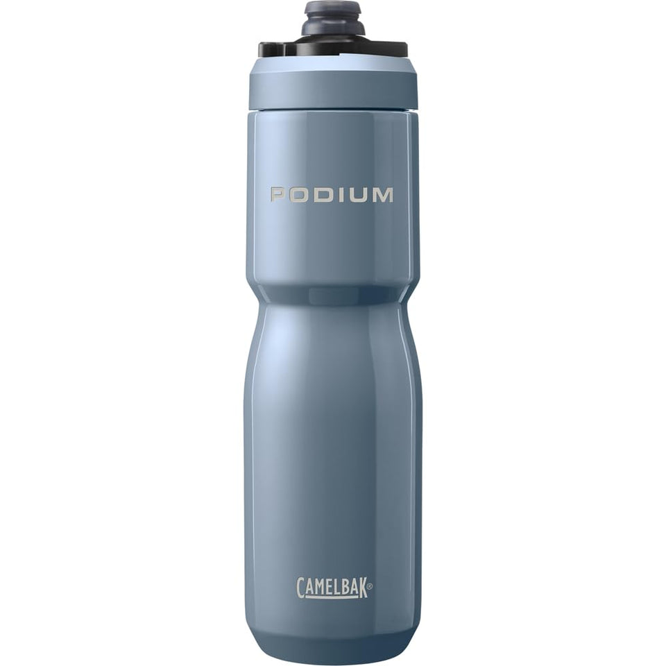 CamelBak Podium Steel insulated bottle in Pacific keeps drinks cold for hours on hot rides.