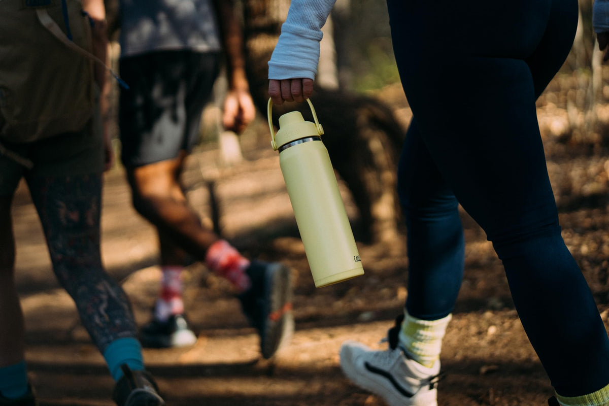 CamelBak Thrive Chug bottle in use during commute staying hydrated