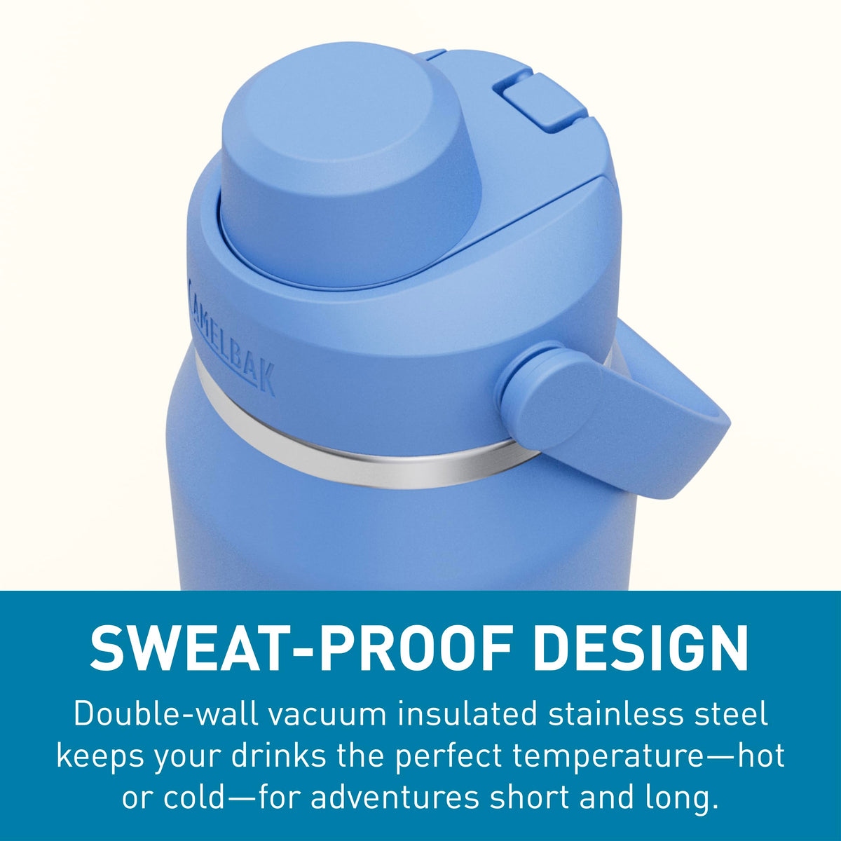 CamelBak Thrive sweat-proof exterior keeps hands and gear dry during travel.