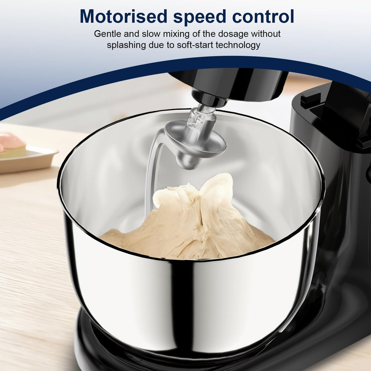 Camic stand mixer stainless steel whisk and dishwasher-safe attachments