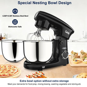 Camic stand mixer shows ten speeds with pulse for versatile textures