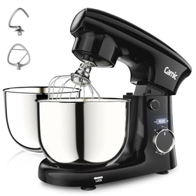 Camic stand mixer with two nested bowls for efficient kitchen storage