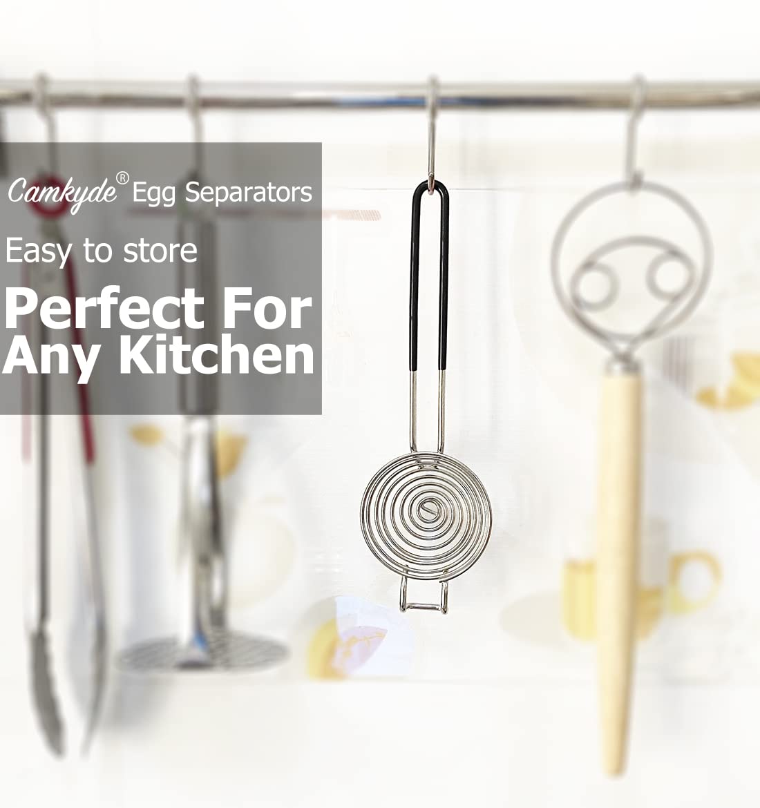 CAMKYDE dual-set egg separators in black for versatile kitchen use.