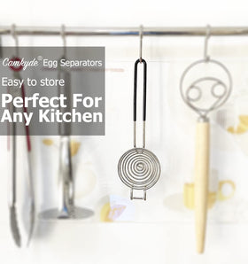CAMKYDE dual-set egg separators in black for versatile kitchen use.