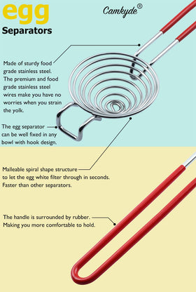 Camkyde egg yolk separator with spring coil for clean separation.
