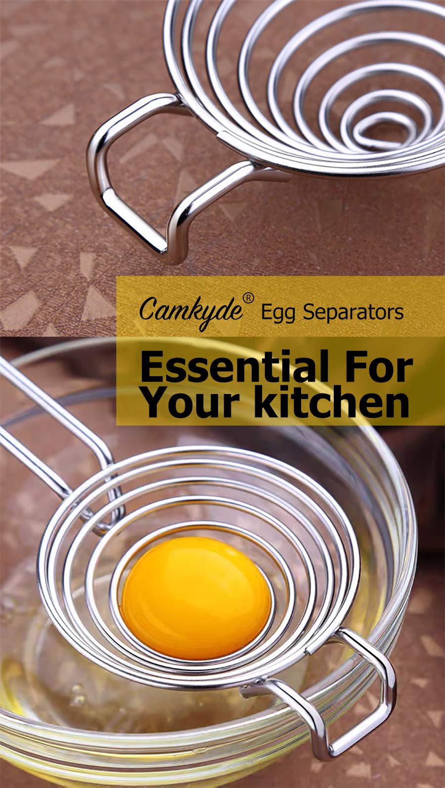 Camkyde egg separator set of two for versatile kitchen use.