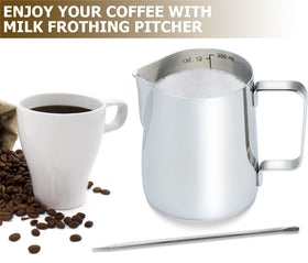 Camkyde espresso milk pitcher with ergonomic handle for comfortable steaming sessions