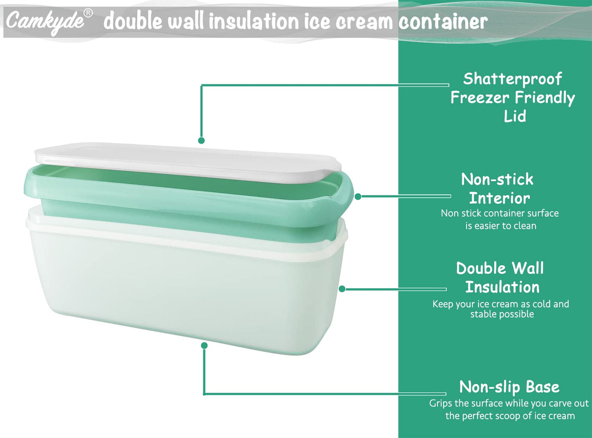 CAMKYDE long-scoop design ice cream containers enable effortless one-motion scoops.
