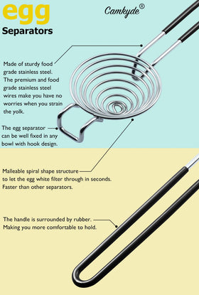 CAMKYDE stainless steel yolk separator is durable and rust-proof.