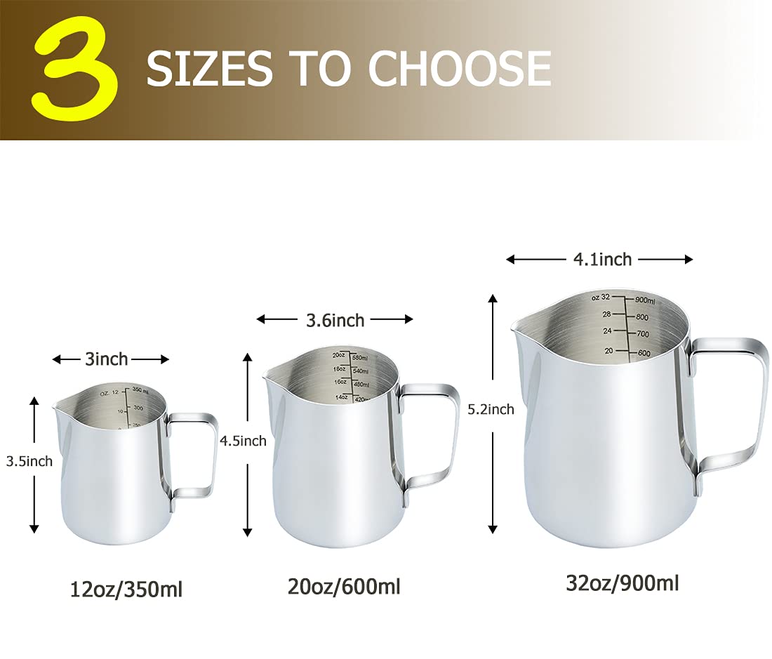 Camkyde stainless pitcher with dripless spout designed for clean pouring and precise foam