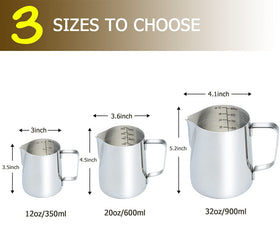 Camkyde stainless pitcher with dripless spout designed for clean pouring and precise foam