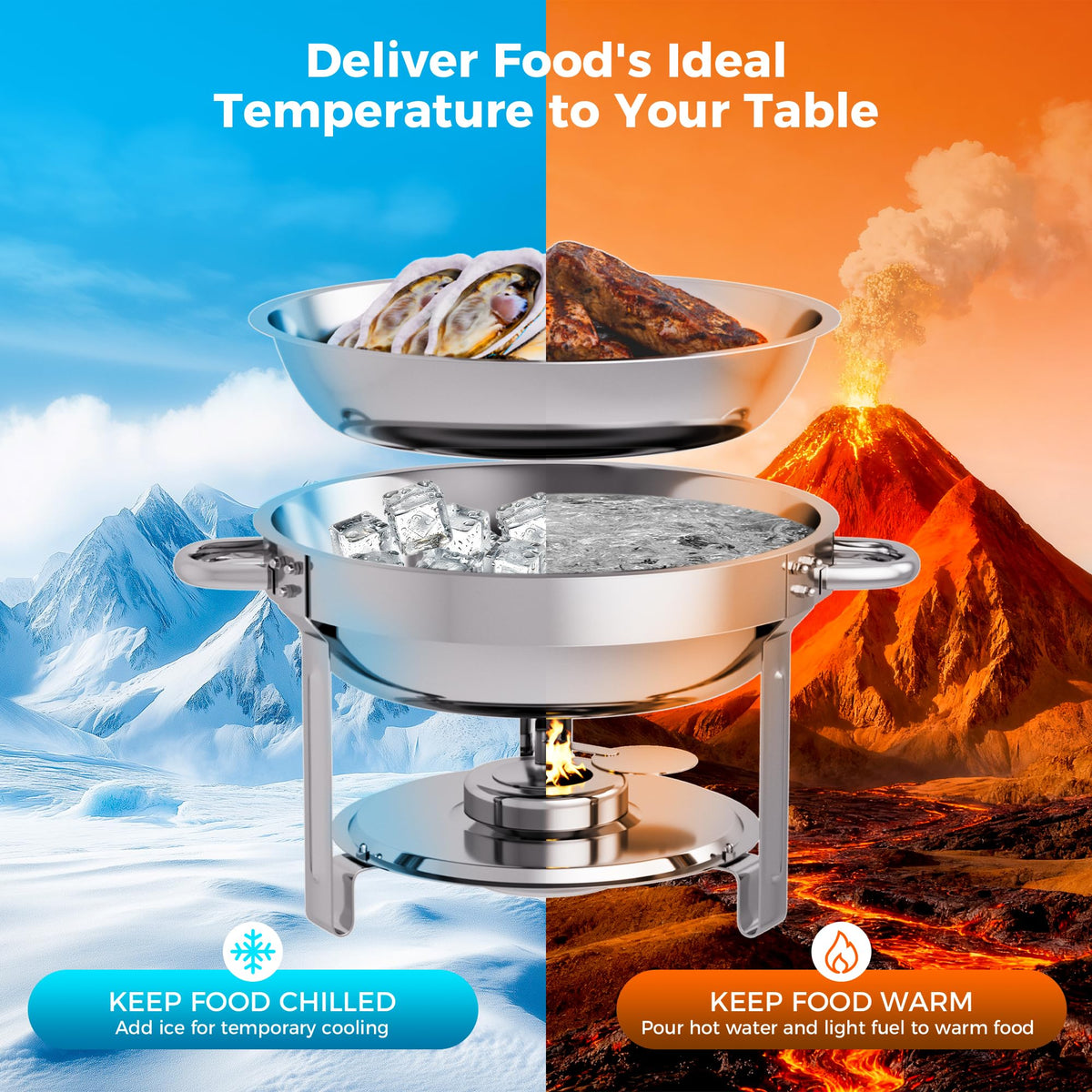CAMMOO stackable CAMMOO chafing dishes saving storage space between events