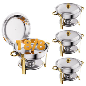 CAMMOO Gold 6QT chafing dish lid preserves heat for serving.