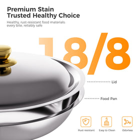 CAMMOO Gold 6QT chafing dish food pan offers durable, rust‑resistant serving.