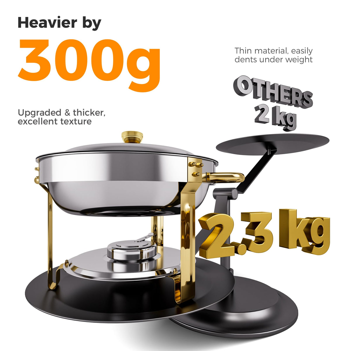 CAMMOO Gold stackable design shown for easy storage after events.