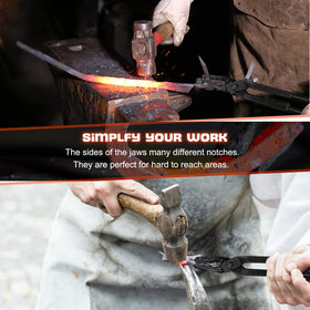 Camoo Wolf Jaw tongs showing angled clamp for versatile forging