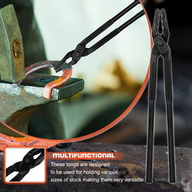 Camoo Wolf Jaw tongs hold round and square stock with confidence