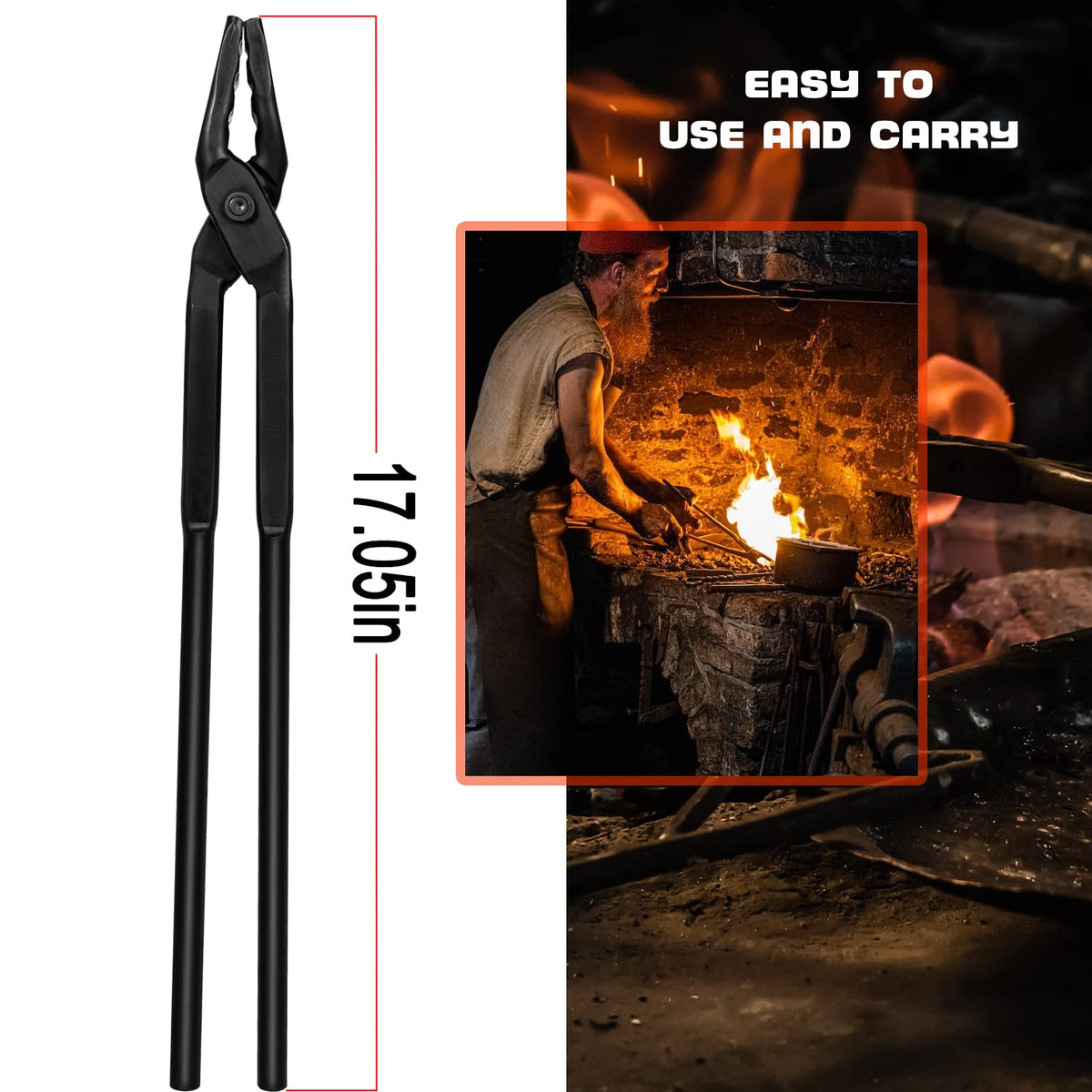 Camoo High-temperature steel tongs withstand heat for reliable metalworking performance.