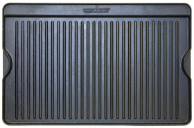 Camp Chef cast iron griddle 16x24, reversible surface for versatile cooking and even searing.