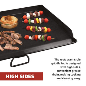 Camp Chef SG60 Deluxe front grease trough helps keep cook surface clean