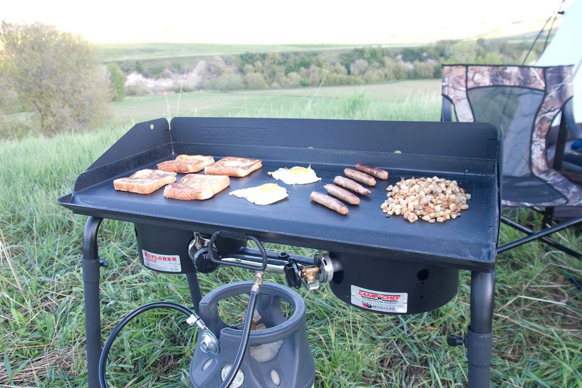 Camp Chef SG60 Deluxe steel griddle with true seasoned finish resists rust