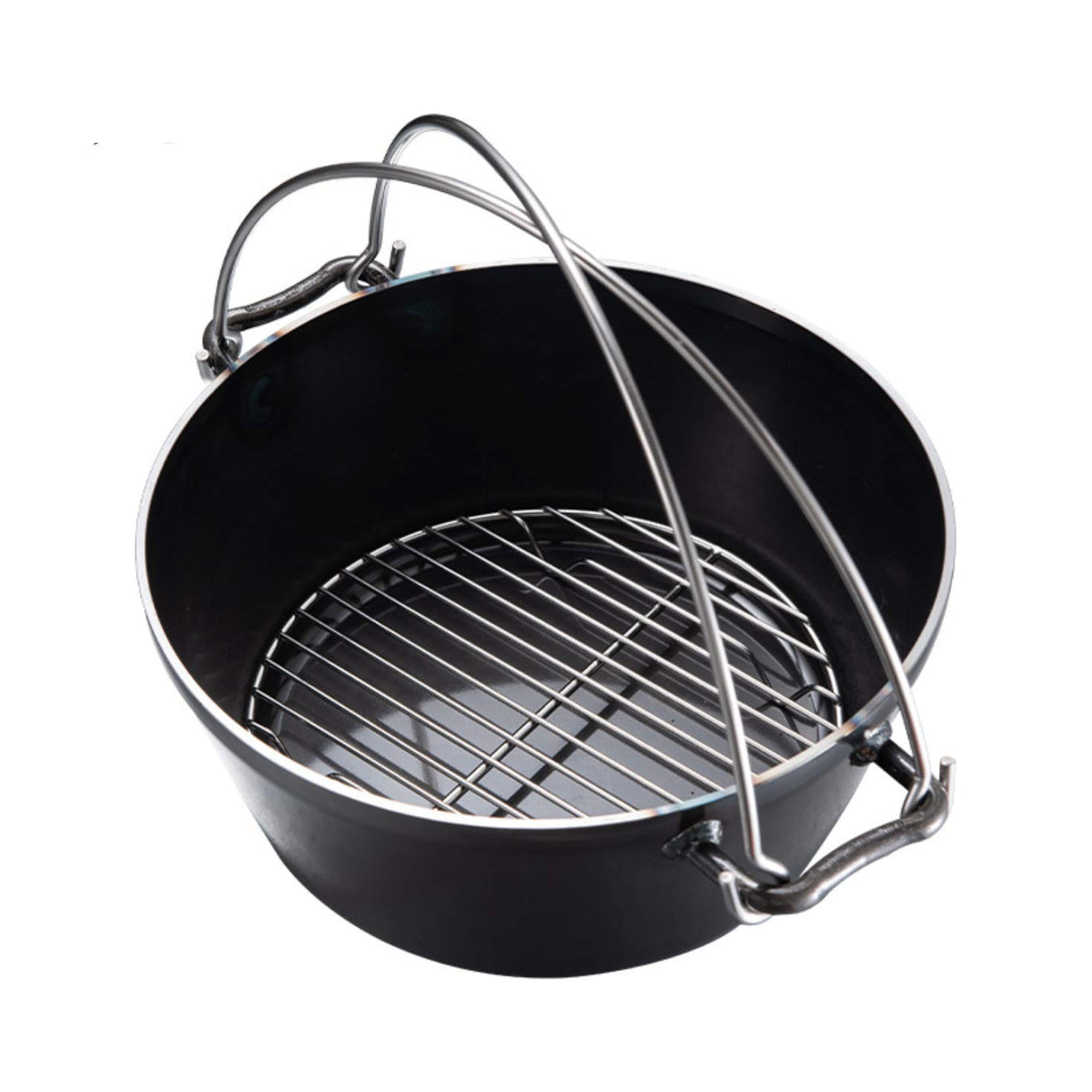 Camping Moon rack elevates heat distribution for even results.
