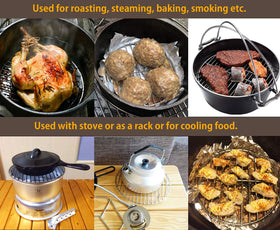 Camping Moon roasting and steaming rack fits a 10-inch pot.