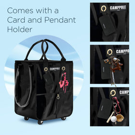 CampPole built-in card holder keeps IDs and cards within reach.