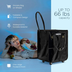 CampPole waterproof durable material protects groceries during rain and spills.