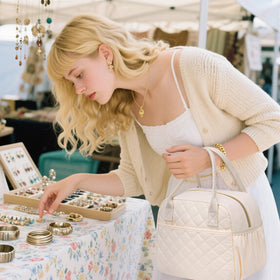 CAMTOP lunch box shows quilted front design for stylish everyday lunches.