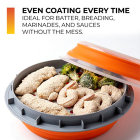 CanCooker mess-free batter bowl makes coating meats or vegetables cleaner