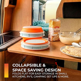CanCooker Batter Bowl XL sturdy, collapsible walls minimize countertop mess.