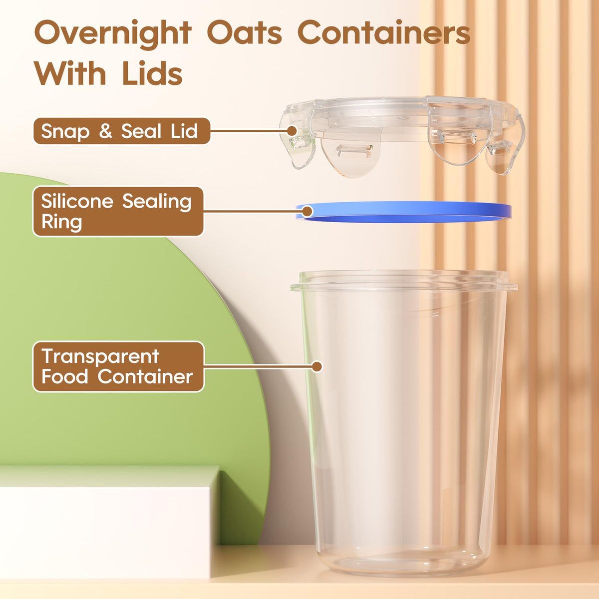 Canfanni 16oz oats jar with sealed lid keeps cereal fresh on the go.