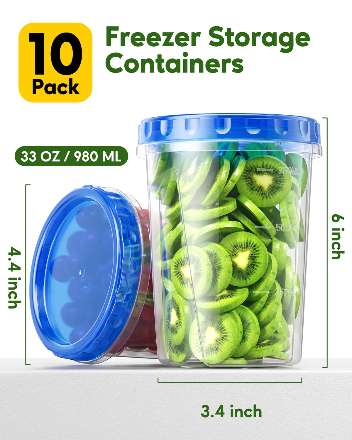 Canfanni 33oz freezer container showing twist lid and clear base for easy viewing