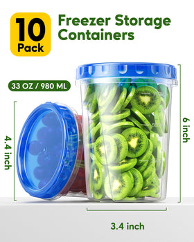 Canfanni 33oz freezer container showing twist lid and clear base for easy viewing