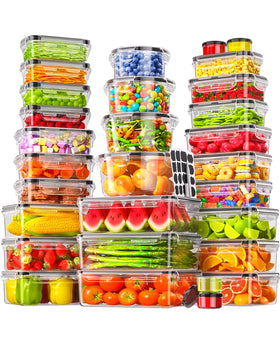 Canfanni 60pcs containers with lids for tidy pantry organization.