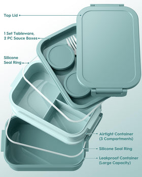 Three-stack trays of Canfanni Bento Box organized for multiple components