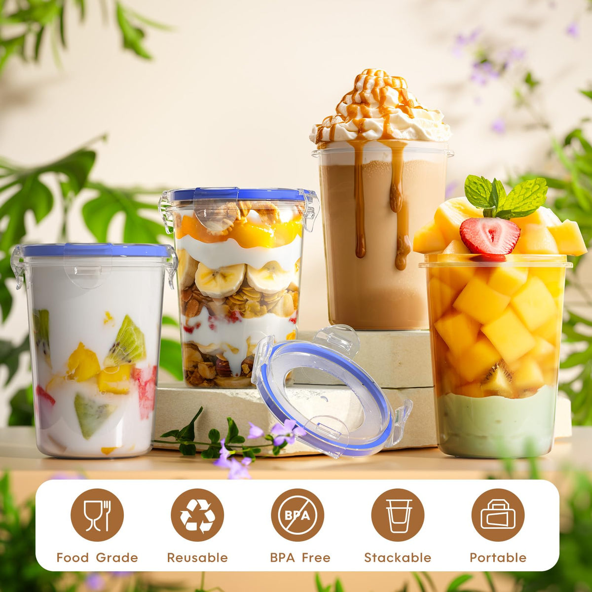 Canfanni microwave-freezer-safe jars suitable for snacks and meals on the move.