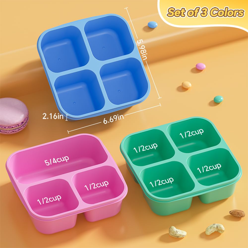 Canfanni snack box with 3-4 compartments keeps snacks neatly separated for kids.