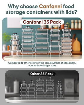 Canfanni square containers 8-pack fit snugly on pantry shelves.