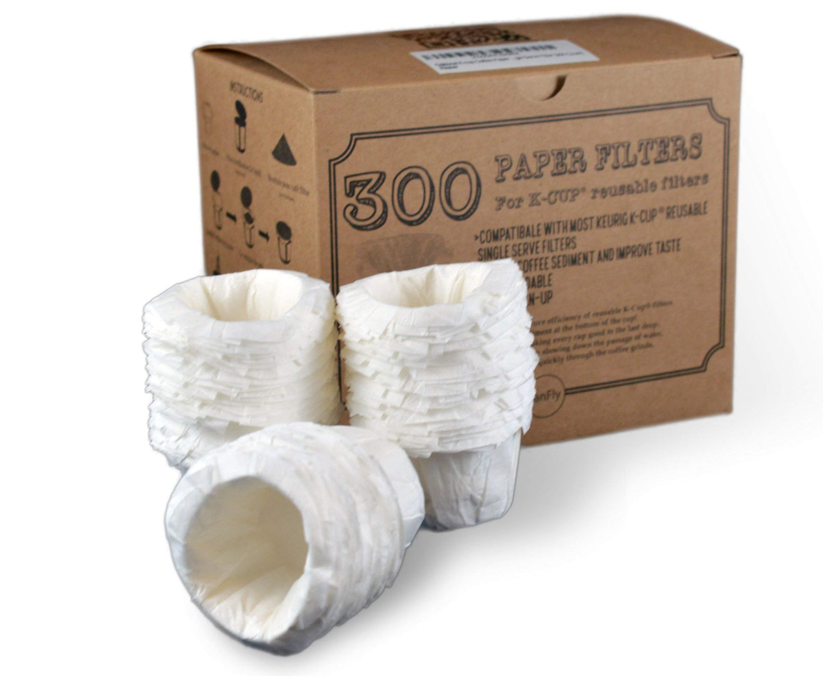 canFly disposable K-Cup paper filters in packaging for Keurig brews