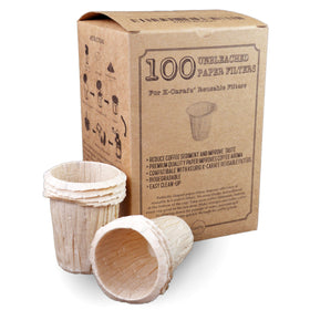 CanFly 100-pack filters in the box for Keurig 2.0 carafe compatibility.
