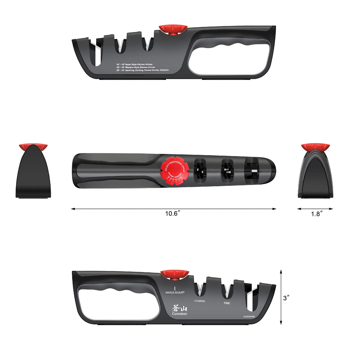 Cangshan 1026108 sharpener angle-dial for adjustable blade angles.