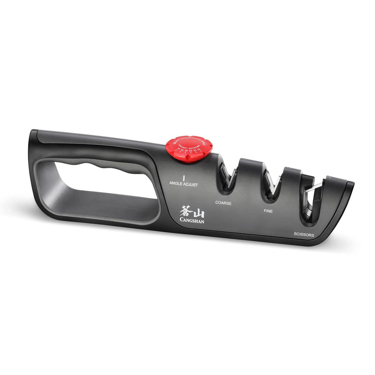 Cangshan 1026108 sharpener front view with safe grip.